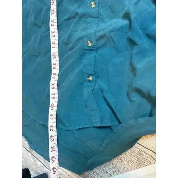 Thread & Supply High-Low Midi Button Down Dress with Pocket Dark Teal Size S NEW - Picture 9 of 9